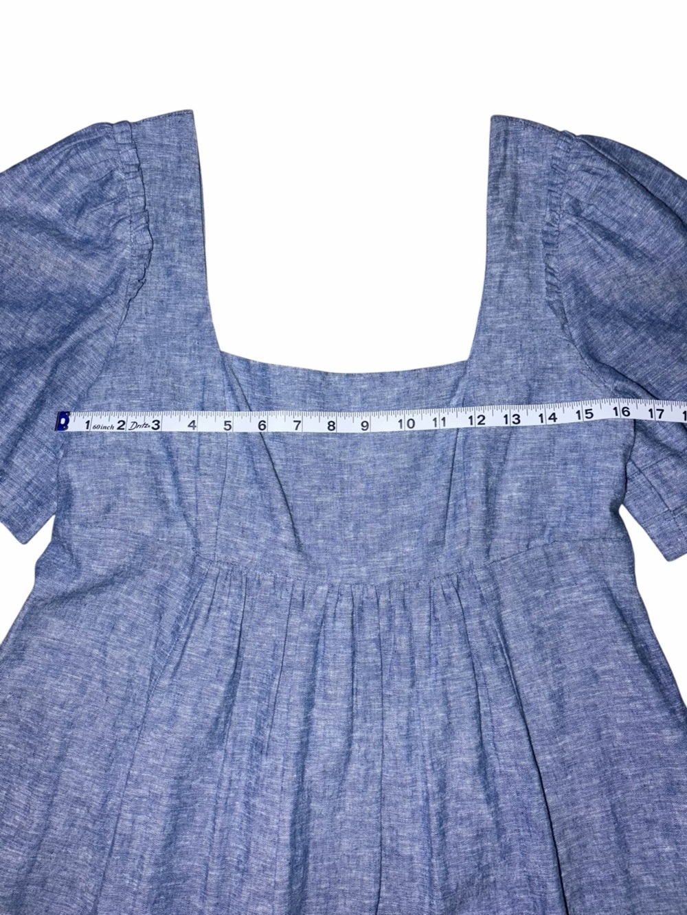 EUC Draper James Linen Cotton Blue Chambray Dress Summer Medium Granola Capsule - Picture 6 of 7